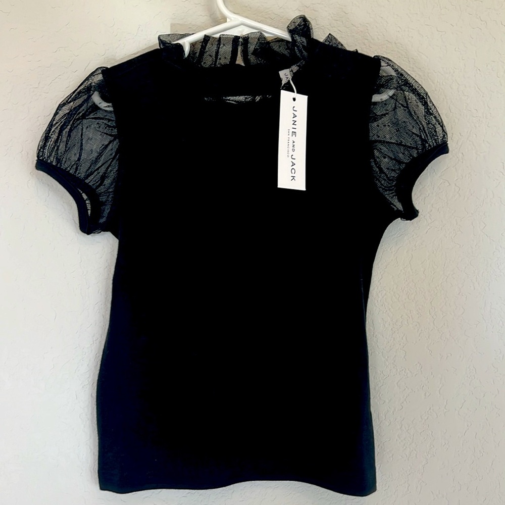 NWT Janie and Jack size 6 Girls black ruffled blouse